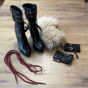 Diesel Black Lace-Up Women's Boots with three different zip-on cuffs